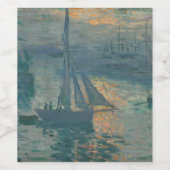 Claude Monet Zonsopgang Marine Zeilboot Impression Wijn Etiket (Enkel label)
