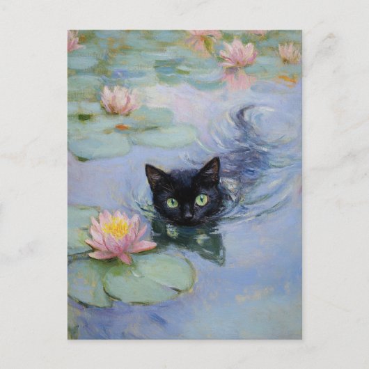Claude Monet Zwarte Kat  Briefkaart (Voorkant)