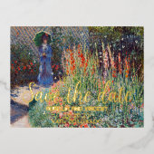 Claude Monets bloembed schilderij save the date Folie Uitnodiging Briefkaart (Voorkant)