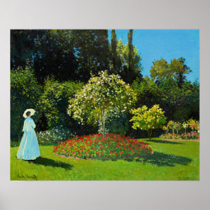Claude Monets, Dame in de tuin, Poster