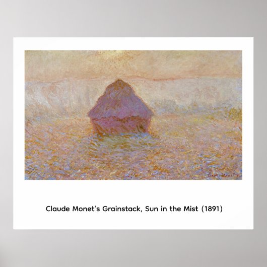 Claude Monets Graanschuur, Zon in de Nevel (1891) Poster (Voorkant)
