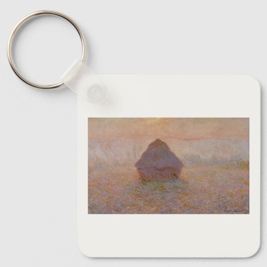 Claude Monet's Grainstack, Zon in de mist (1891) Sleutelhanger (Voorkant)