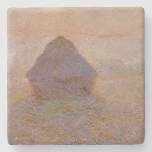 Claude Monet's Grainstack, Zon in de mist (1891) Stenen Onderzetter