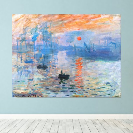 Claude Monet's Impression, Sunrise Canvas Afdruk (Insitu (Houten vloer))