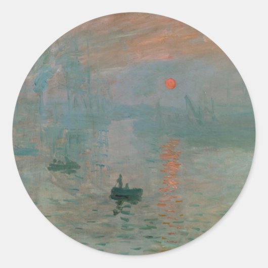 Claude Monet's Impression Sunrise (soleil levant) Ronde Sticker (Voorkant)