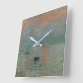Claude Monet's Impression Sunrise (soleil levant) Vierkante Klok (Hoek)