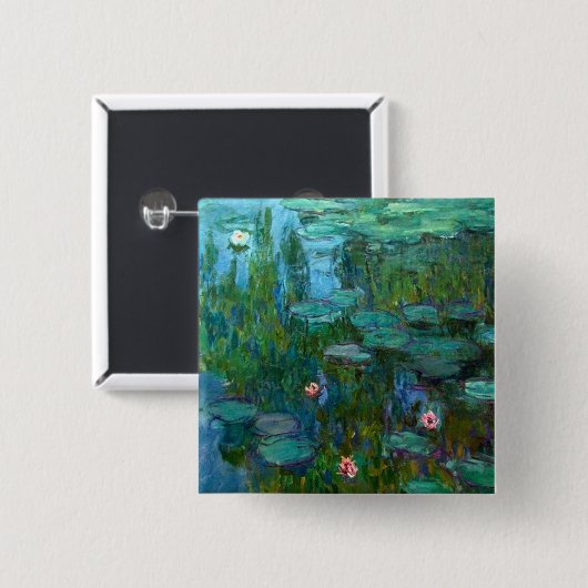 Claude Monet's Nymphéas Vierkante Button 5,1 Cm (Voorkant /achterkant)