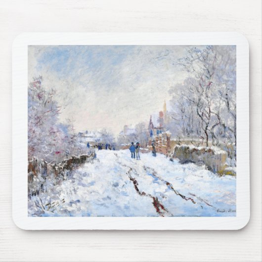 Claude Monet's Snow at Argenteuil landscape Muismat (Voorkant)