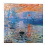 Claude Monet's Sunrise Tegeltje<br><div class="desc">De 'Sunrise' van Claude Monet is een beroemd schilderij dat in 1872 werd gemaakt. Het schildert de zon af die over de haven van Le Havre, een stad in Frankrijk waar Monet is geboren. Het schilderij staat bekend om zijn heldere kleuren en waze atmosfeer, die de schoonheid en rust van...</div>