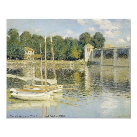 Claude Monets The Argenteuil Bridge (1874) beroemd Foto Afdruk (Voorkant)