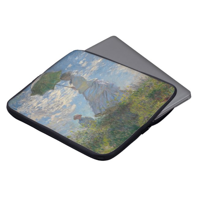 Claude Monet's Vrouw met een Parasol (De Stroll) Laptop Sleeve (Voorkant top)