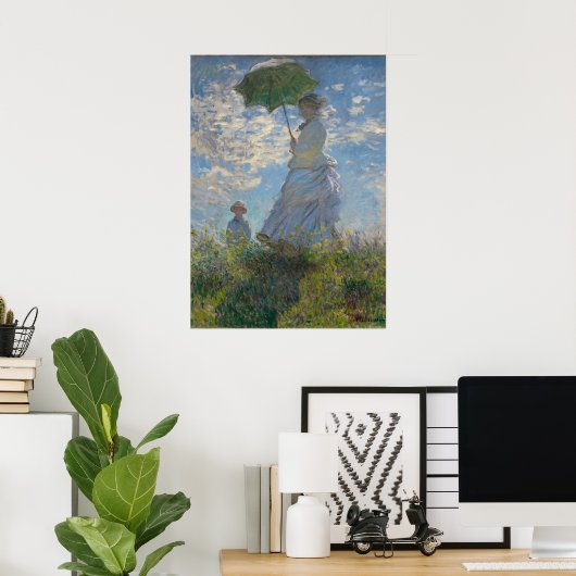 Claude Monet's Vrouw met een Parasol (De Stroll) Poster (Thuiskantoor)