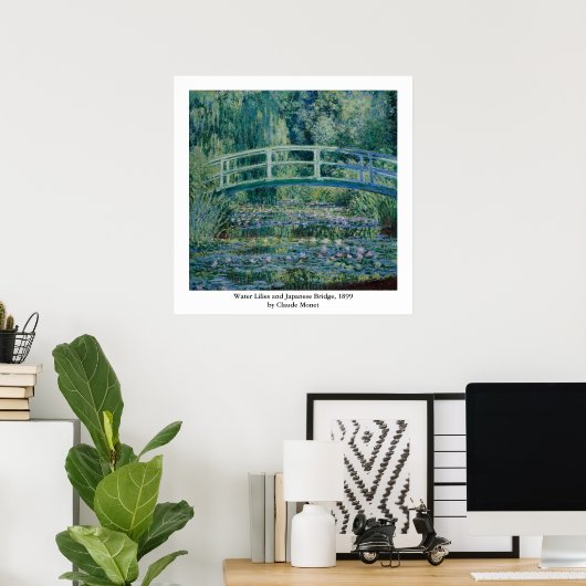 Claude Monet's Water Lilies en Japanse brug Poster (Thuiskantoor)