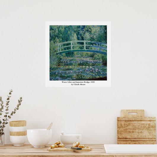 Claude Monet's Water Lilies en Japanse brug Poster (Keuken)