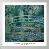 Claude Monet's Water Lilies en Japanse brug Poster (Voorkant)