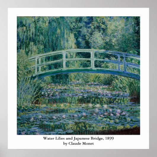 Claude Monet's Water Lilies en Japanse brug Poster (Voorkant)