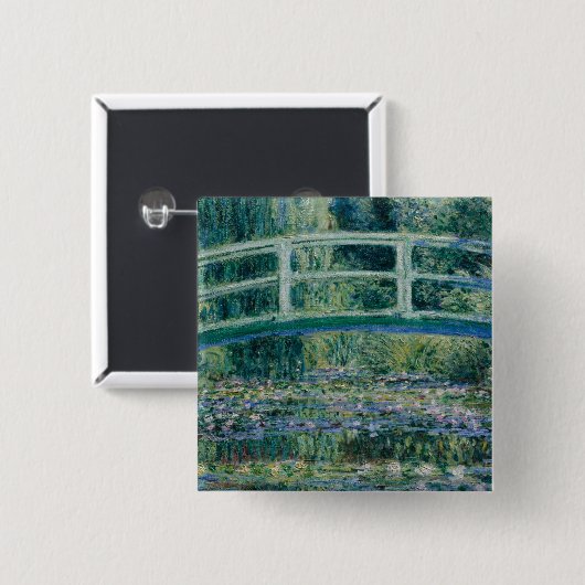 Claude Monet's Water Lilies en Japanse brug Vierkante Button 5,1 Cm (Voorkant /achterkant)