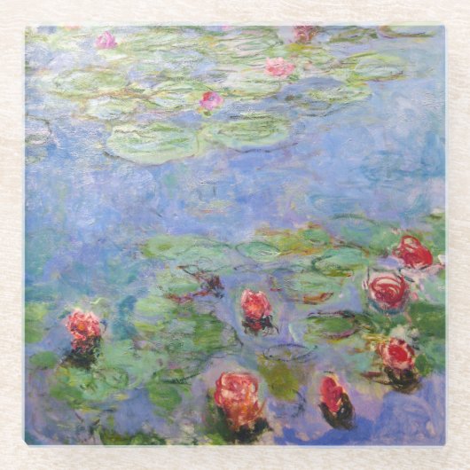 Claude Monet's Water Lilies Glazen Onderzetter (Voorkant)