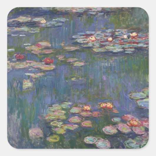Claude Monet's Water Lilies Vierkante Sticker (Voorkant)