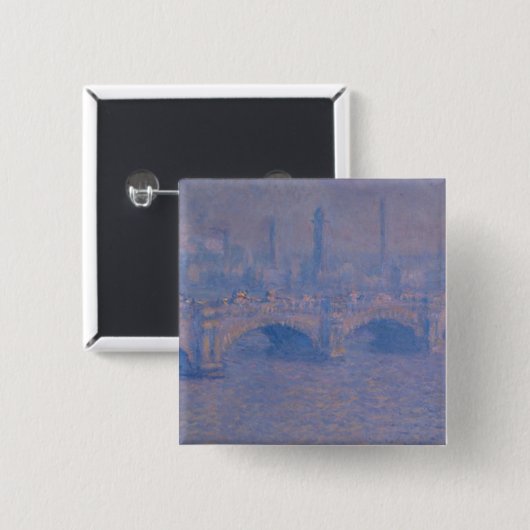 Claude Monet's Waterloorbrug Vierkante Button 5,1 Cm (Voorkant /achterkant)