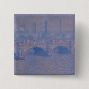 Claude Monet's Waterloorbrug Vierkante Button 5,1 Cm