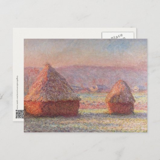 Claude Monet's White Frost Sunrise (hooibergen) Briefkaart (Voorkant / Achterkant)