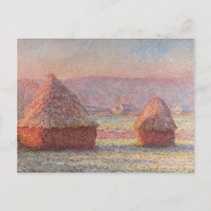 Claude Monet's White Frost Sunrise (hooibergen) Briefkaart