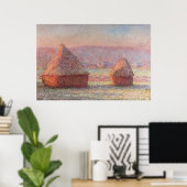 Claude Monet's White Frost Sunrise (hooibergen) Poster (Thuiskantoor)