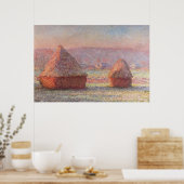 Claude Monet's White Frost Sunrise (hooibergen) Poster (Keuken)