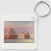 Claude Monet's White Frost Sunrise (hooibergen) Sleutelhanger (Achterkant)