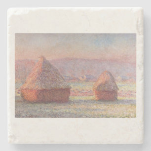Claude Monet's White Frost Sunrise (hooibergen) Stenen Onderzetter