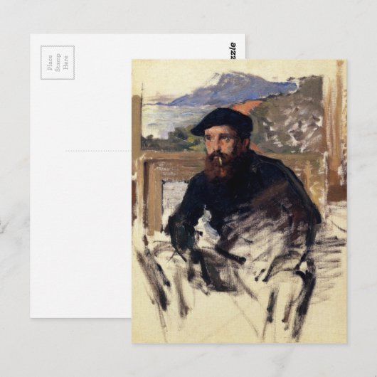 Claude Monet's zelfportret in zijn Atelier Briefkaart (Voorkant / Achterkant)
