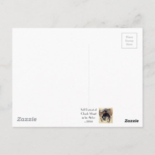 Claude Monet's zelfportret in zijn Atelier Briefkaart (Achterkant)