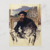 Claude Monet's zelfportret in zijn Atelier Briefkaart (Voorkant)