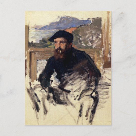 Claude Monet's zelfportret in zijn Atelier Briefkaart (Voorkant)