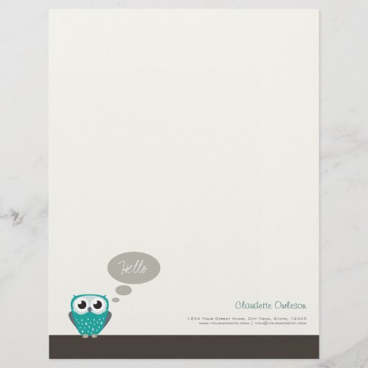 Claude the Little Owl  Letterhead Briefhoofd (Voorkant)