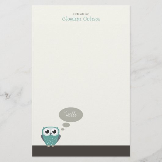 Claude the Little Owl | Papier voor briefpapier (Voorkant)