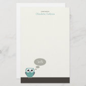 Claude the Little Owl | Papier voor briefpapier (Voorkant / Achterkant)