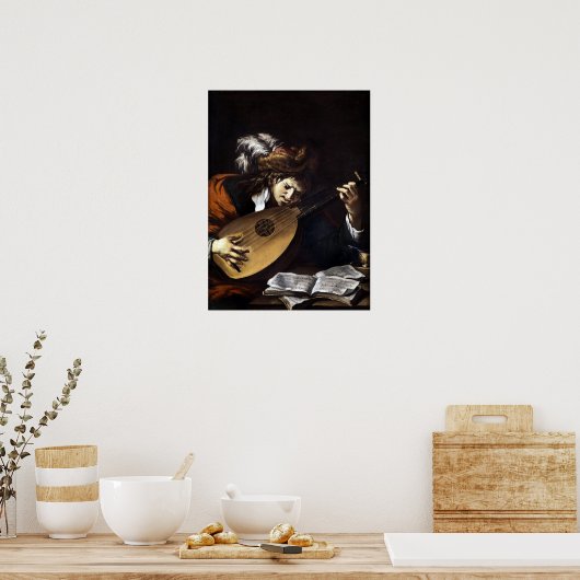 Claude Vignon The Lute Player Poster (Keuken)