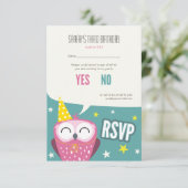 Claudette the Owl Kids Birthday Party RSVP (Staand voorkant)