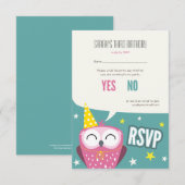 Claudette the Owl Kids Birthday Party RSVP (Voorkant / Achterkant)