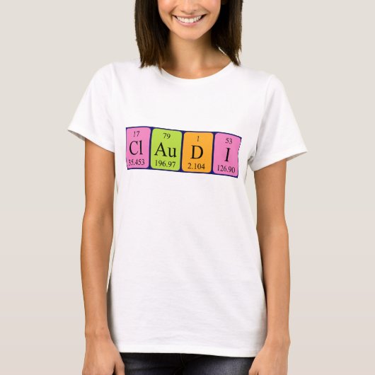 Claudi periodiek table name shirt (Voorkant)