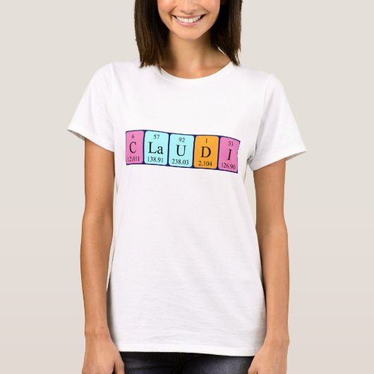 Claudi periodiek table name shirt (Voorkant)