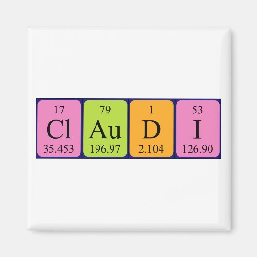 Claudi periodieke table name magnet (Voorkant)
