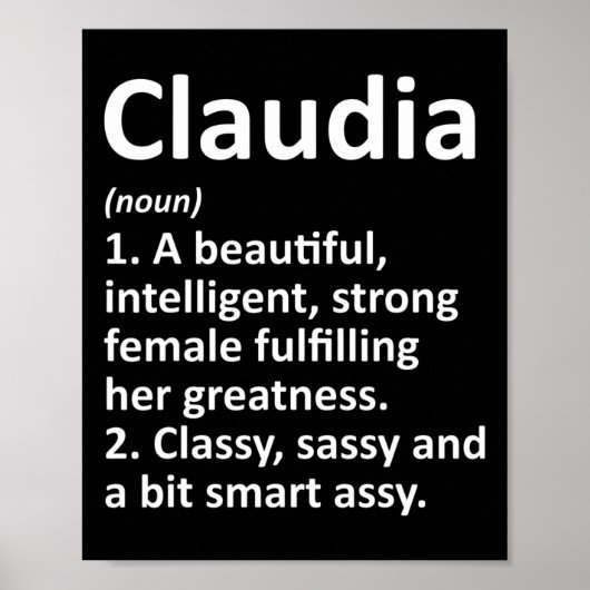 Claudia Definitie Persoonlijke Naam Grappig Kerstm Poster (Voorkant)