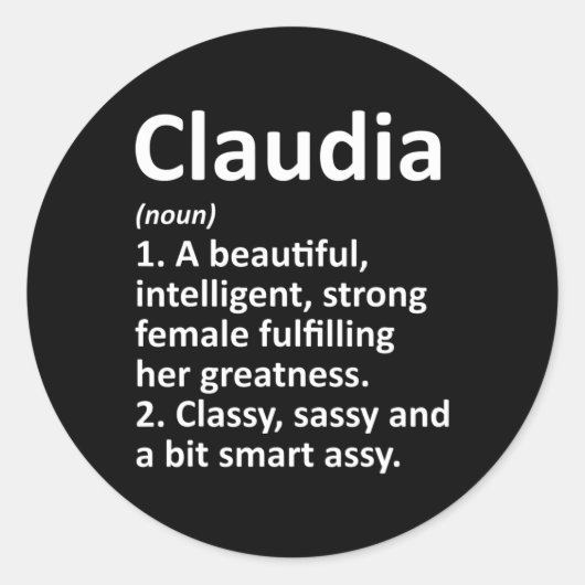 Claudia Definitie Persoonlijke Naam Grappig Kerstm Ronde Sticker (Voorkant)