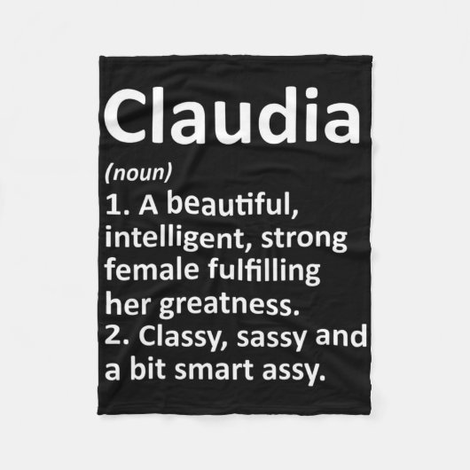 Claudia Definitie Persoonlijke Naam Grappige Kerst Fleece Deken (Voorkant)