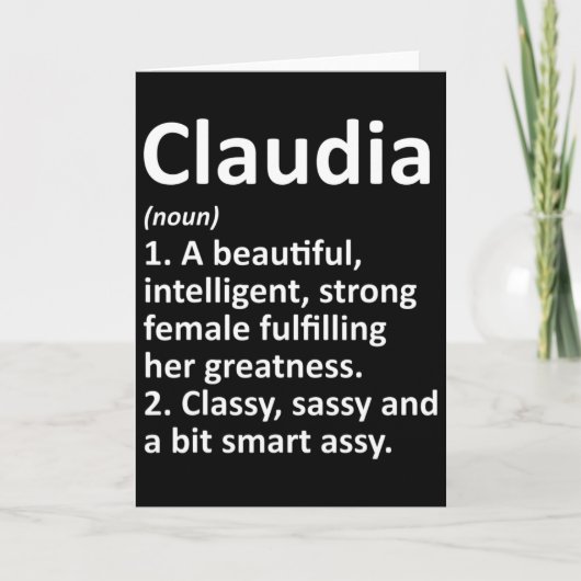 Claudia Definitie Persoonlijke Naam Grappige Kerst Kaart (Voorkant)