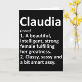Claudia Definitie Persoonlijke Naam Grappige Kerst Kaart (Gele Bloem)