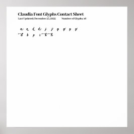 Claudia Font Glyphs Contactblad Poster